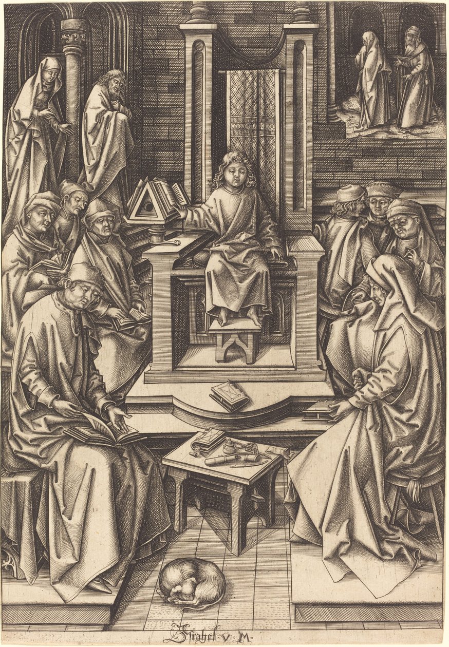 Chrystus wśród lekarzy autorstwa Israhel van Meckenem after Hans Holbein the Elder