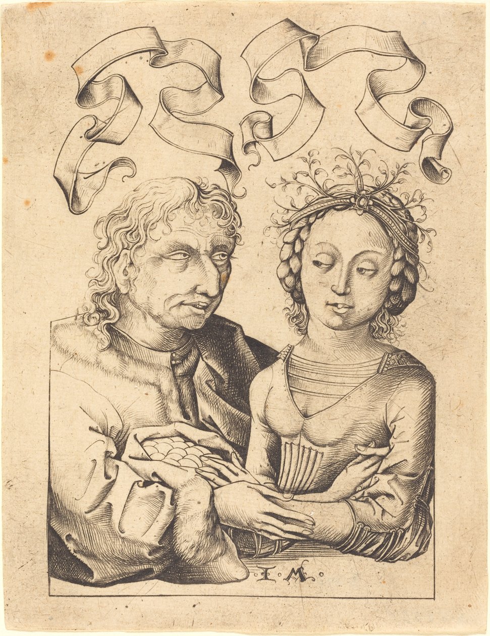 Głupi starzec i młoda dziewczyna autorstwa Israhel van Meckenem after Master of the Housebook