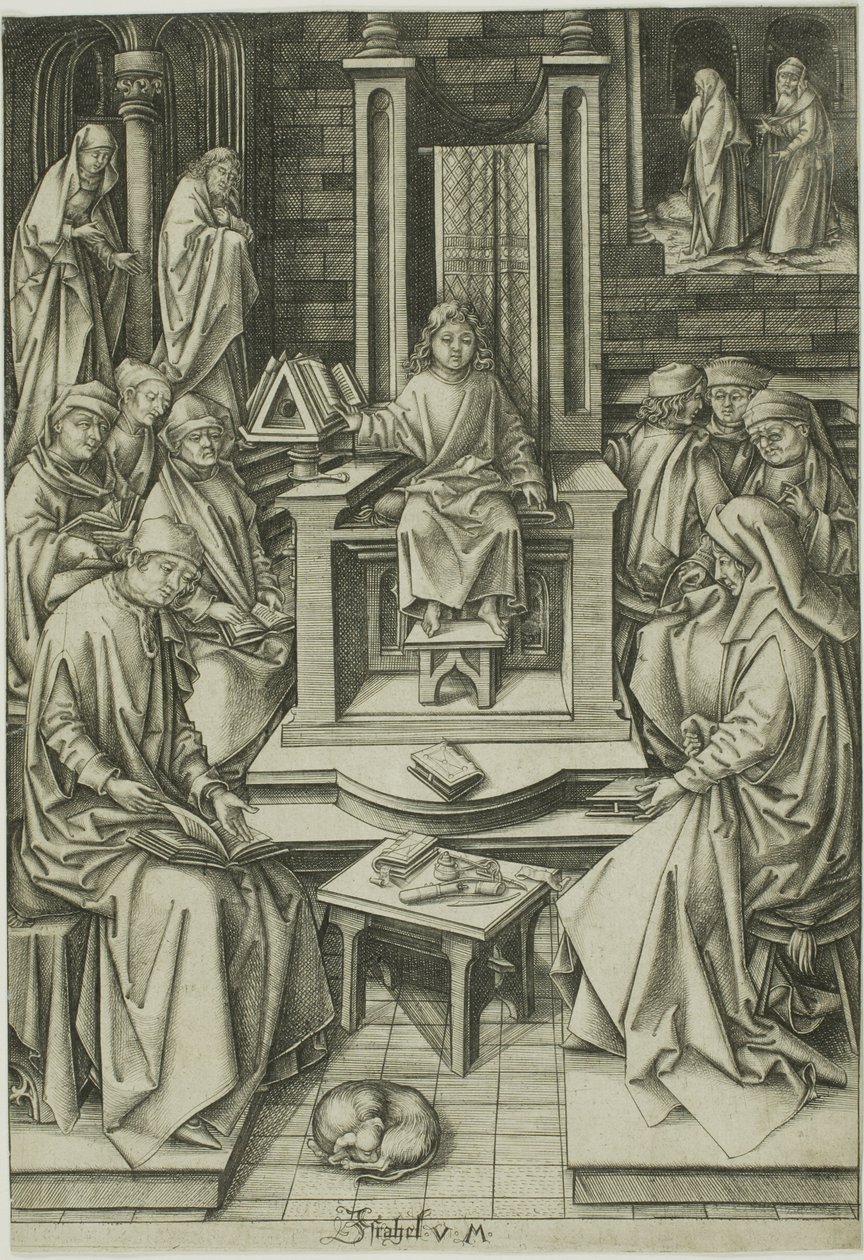 Chrystus wśród lekarzy autorstwa Israhel van Meckenem the younger