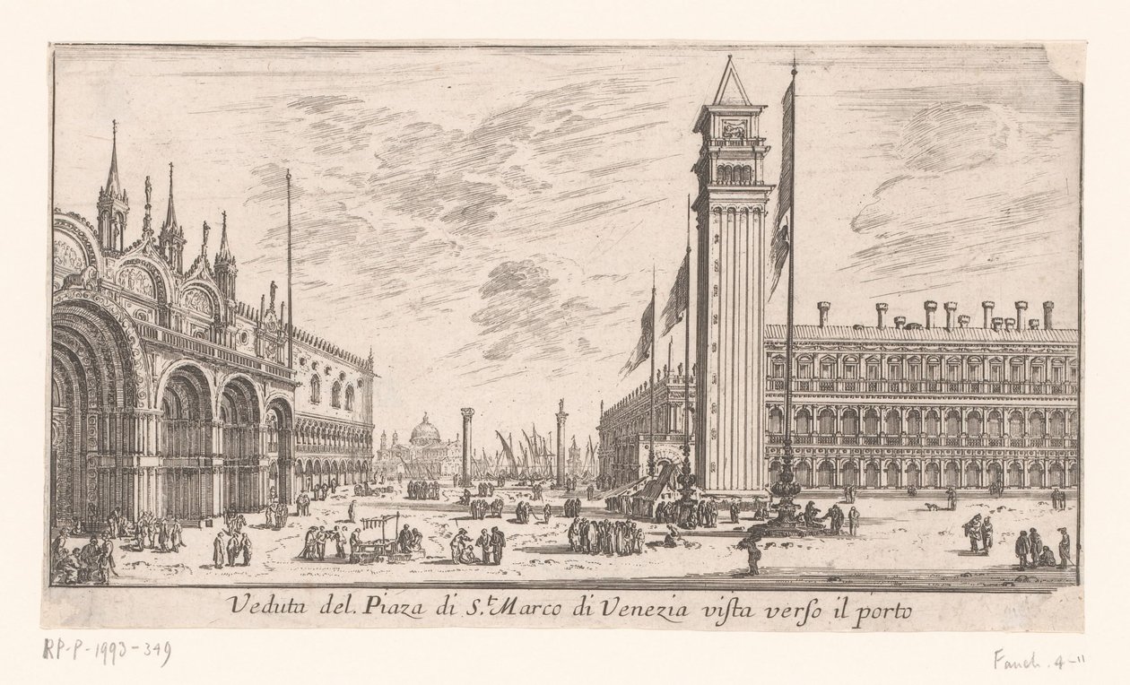 Widok na Plac św. Marka w Wenecji Veduta del Piazza di St. Marco di Venezia vista verso il porto (tytuł na obiekcie) Widoki Rzymu i Wenecji (tytuł serii) Vues de Rome et de Venise (tytuł serii) autorstwa Israël Silvestre