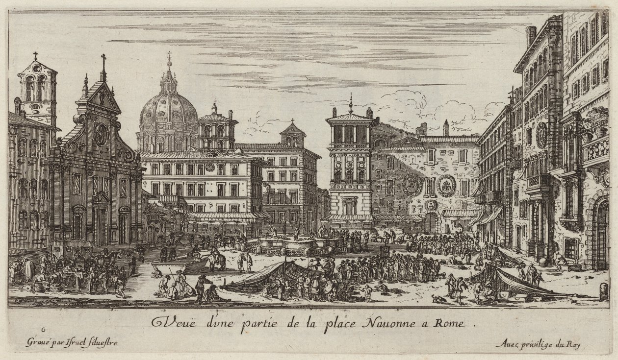 Widok części Piazza Navona w Rzymie autorstwa Israël Silvestre