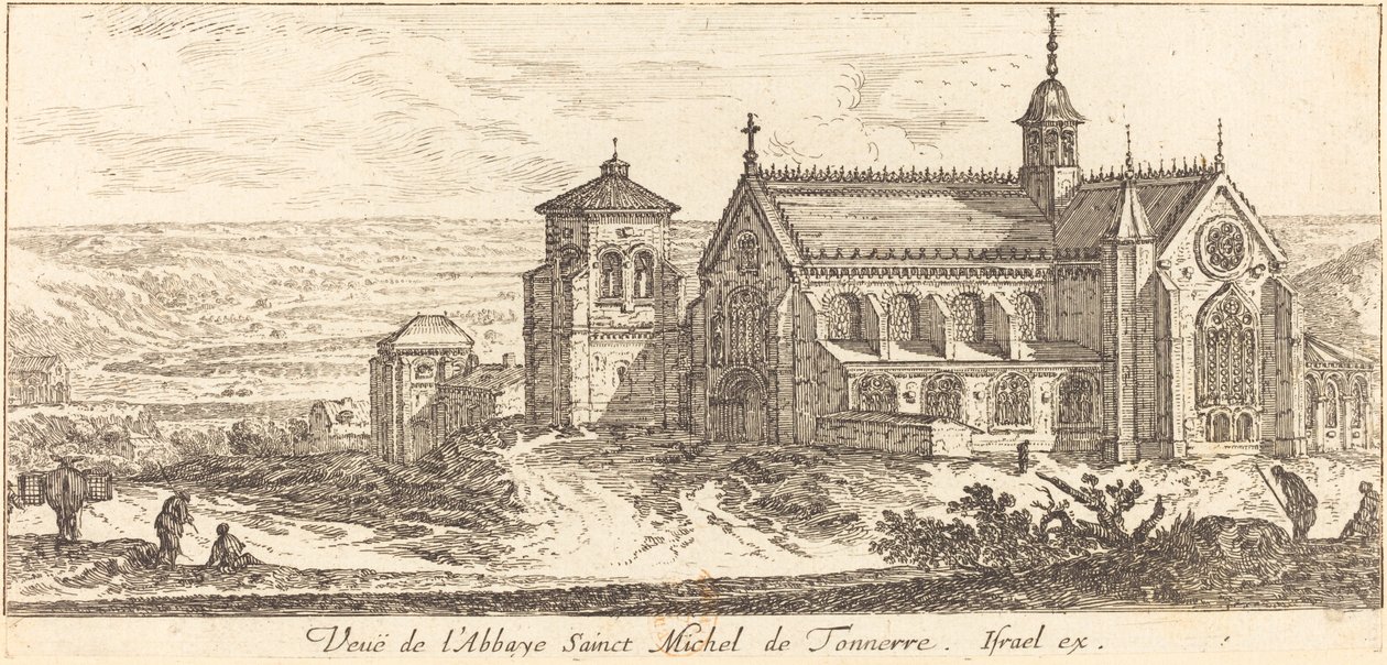 Widok na opactwo Saint Michel de Tonnerre autorstwa Israël Silvestre