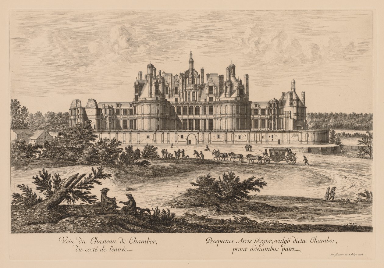 Widok na Château de Chambord, od strony wejścia autorstwa Israël Silvestre