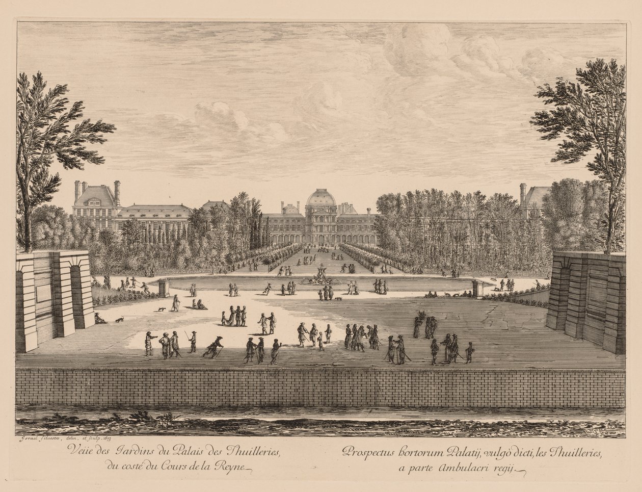 Widok na Pałac i Ogrody Tuileries od strony Cours la Reine autorstwa Israël Silvestre