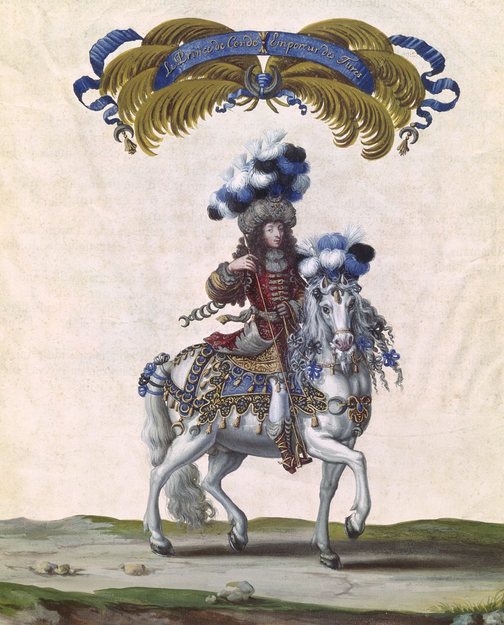 Książę de Conde jako cesarz Turcji, część karuzeli podarowanej przez Ludwika XIV (1638-1715) przed Tuileries, 5 czerwca 1662 r. autorstwa Israël Silvestre the Younger