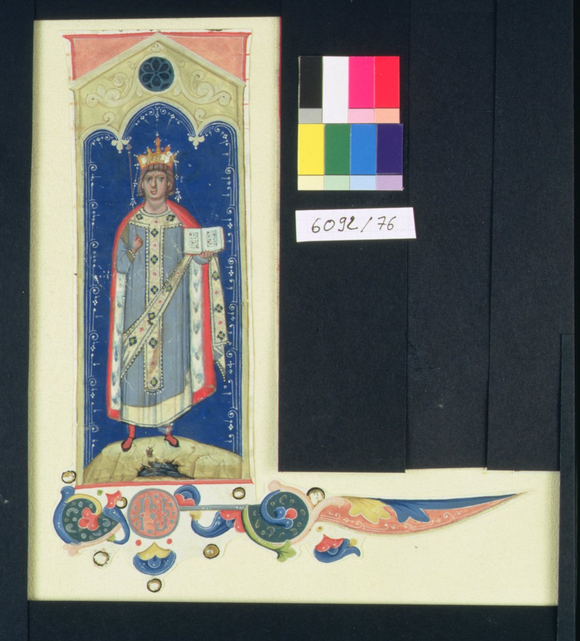 AE II 327 St. Louis (1215-70) niosący berło i rękę sprawiedliwości, c.1320 autorstwa Italian School