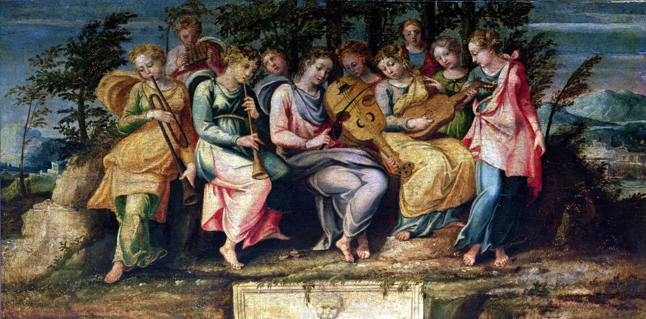 Apollo i muzy, 1600 autorstwa Italian School