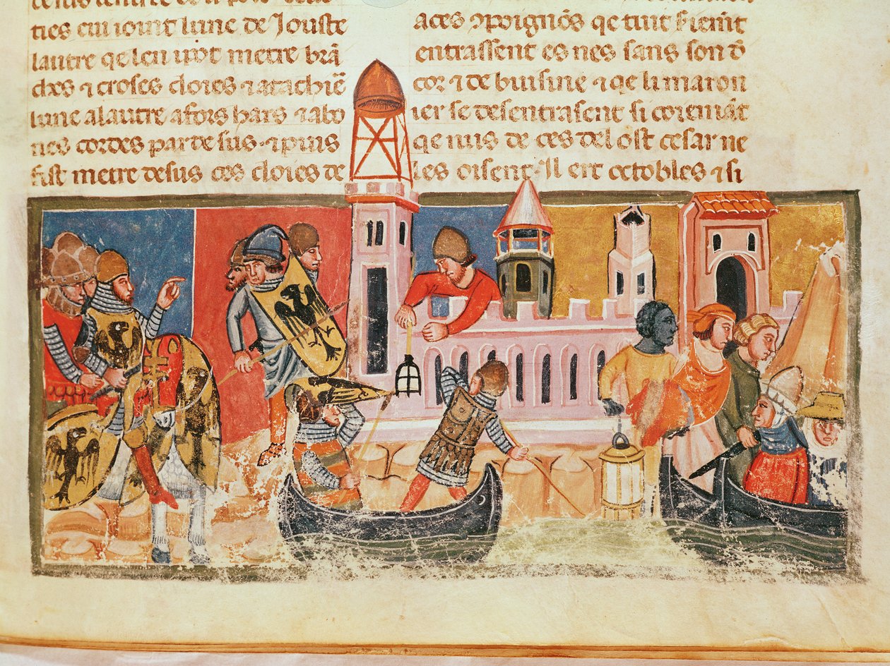 Bitwa pod murami miasta, z „Żywotów dwunastu Cezarów” Gajusza Swetoniusza Tranquillus (ok. 75-150) autorstwa Italian School