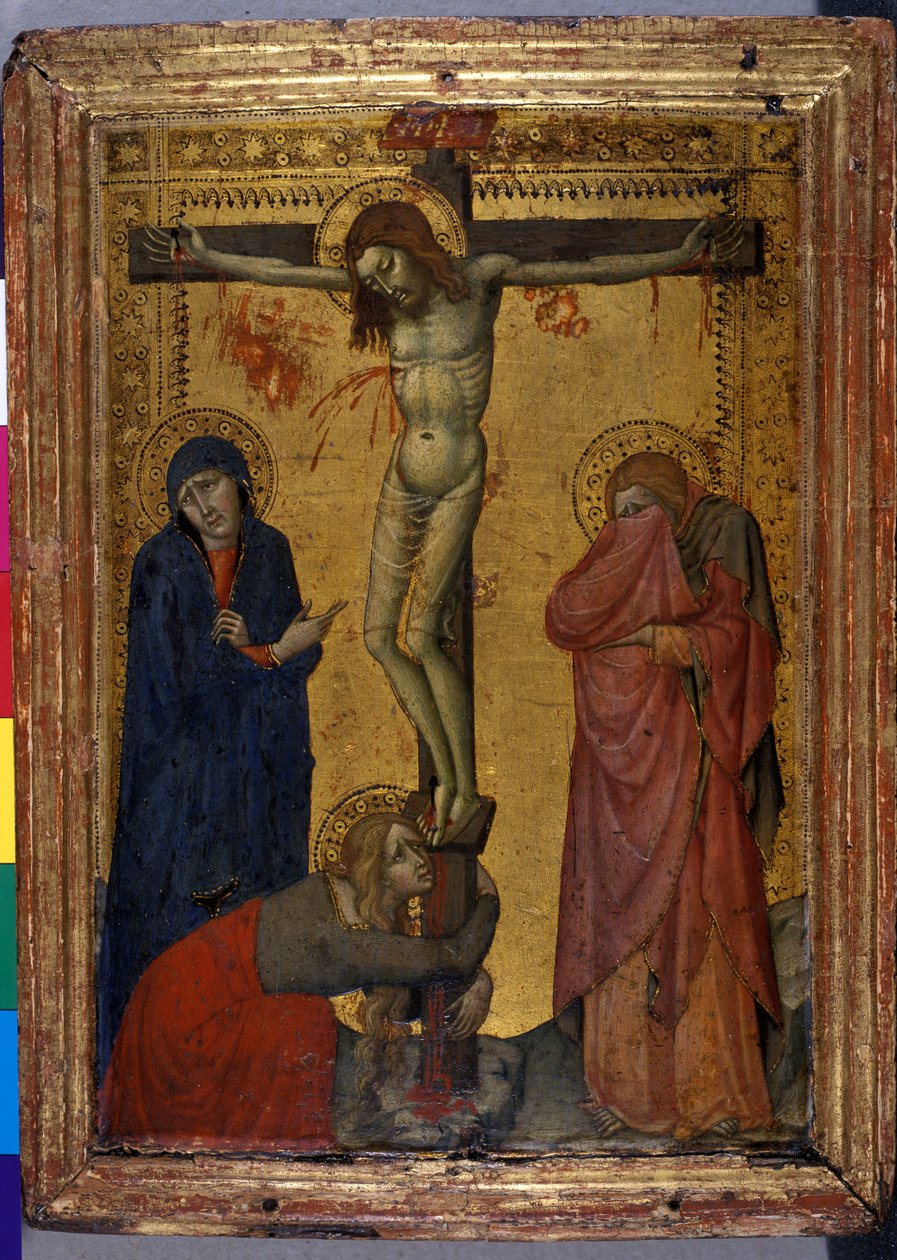 Chrystus na krzyżu z Marią, Janem i Marią Magdaleną, ok.137080 (tempera na drewnie) autorstwa Italian School
