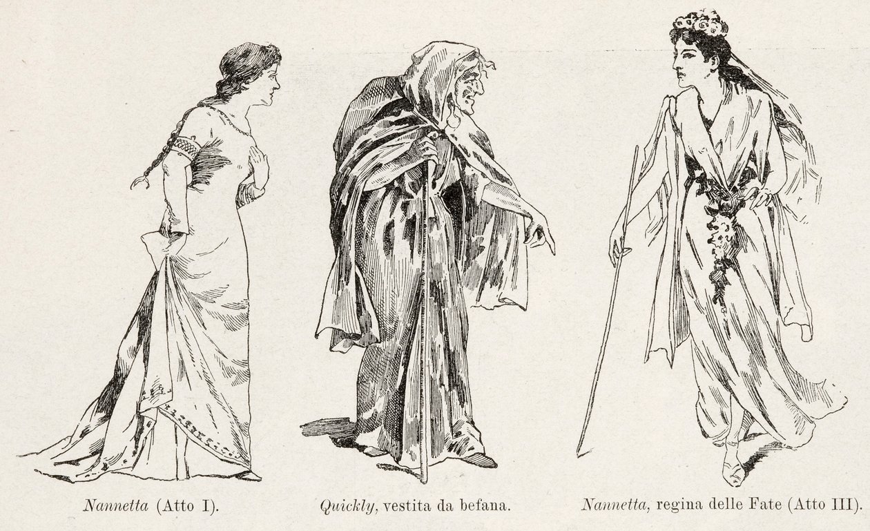 Kostiumy z opery Falstaff Verdiego, z LIllustrazione Italiana, XX, N. 8, 19 lutego 1893 autorstwa Italian School