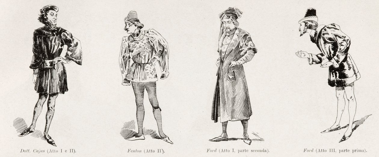 Kostiumy z opery Falstaff Verdiego, z LIllustrazione Italiana, XX, N. 8, 19 lutego 1893 autorstwa Italian School