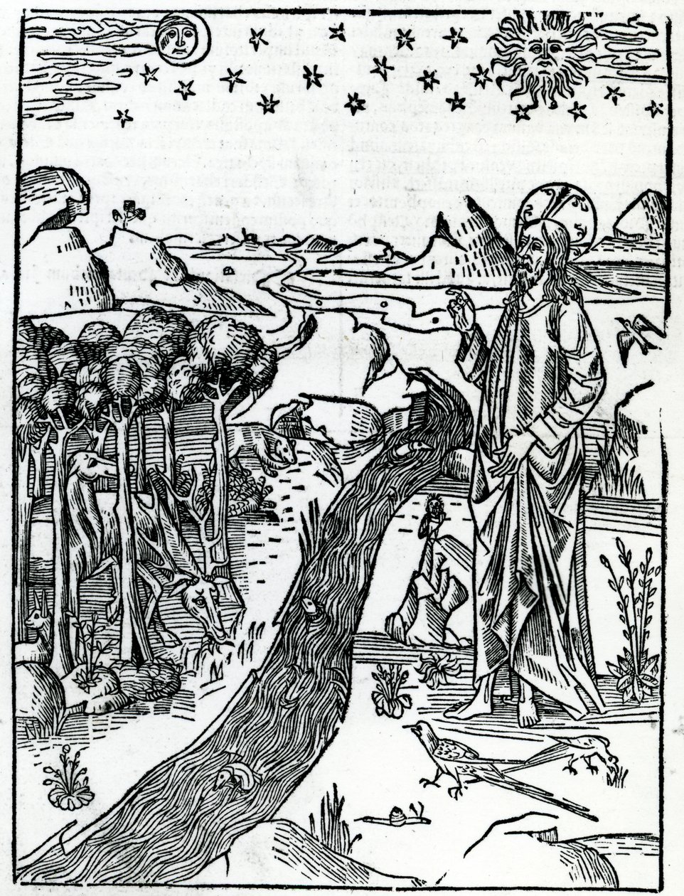 Stworzenie, pierwsza strona Księgi Rodzaju, z Biblii Lugduni, 1538 autorstwa Italian School