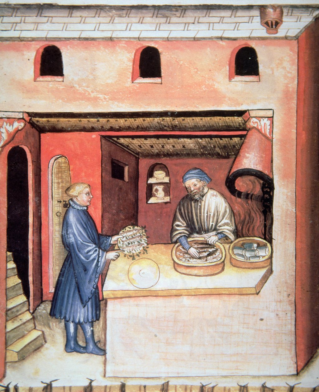 Fol.83v Ryba marynowana w occie, ilustracja z Tacuinum Sanitatis Codex Vindobonensis autorstwa Italian School