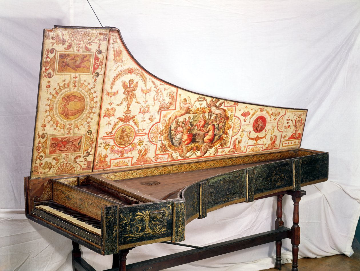 Złocony i malowany klawesyn Giovanniego Antonio Bafto, Wenecja, 1774 r. autorstwa Italian School