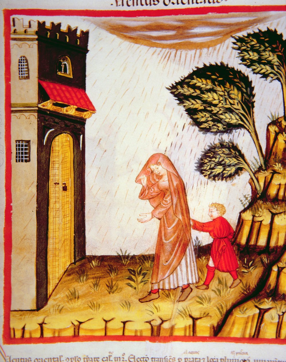 Nova 2644 fol.57r Wiatr Wschodni, z Tacuinum Sanitatis autorstwa Italian School