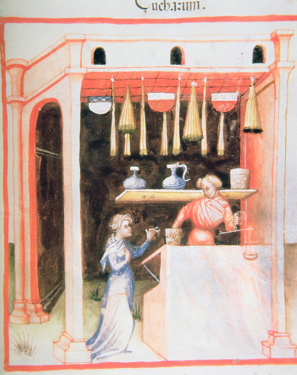 Nova 2644 fol.92r Sprzedaż cukru, od Tacuinum Sanitatis autorstwa Italian School