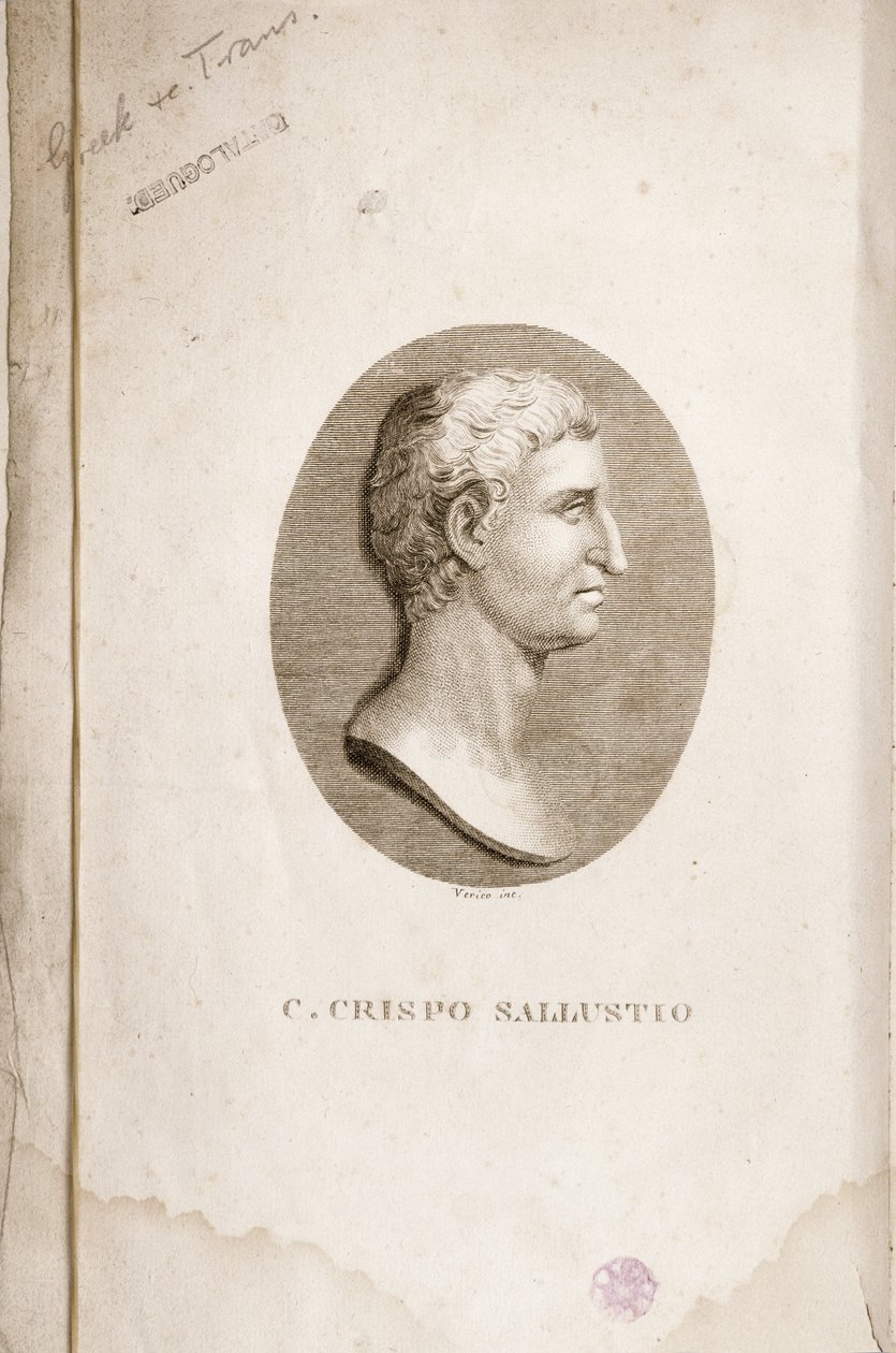 Portret Gaiusa Crispusa Salusta (ok. 85-35 pne) rytowany przez Antonio Verico (fl.1819) autorstwa Italian School