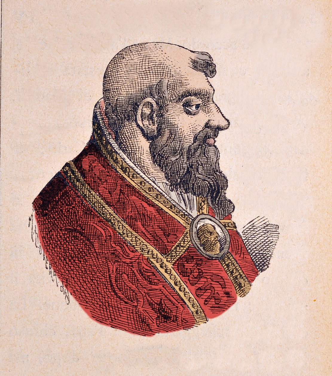 Portret papieża Klemensa VII (Klementa lub Klemensa lub Giulio di Giuliano de Medicis) (1523-1534), 1898 (rycina z późniejszym zabarwieniem) autorstwa Italian School