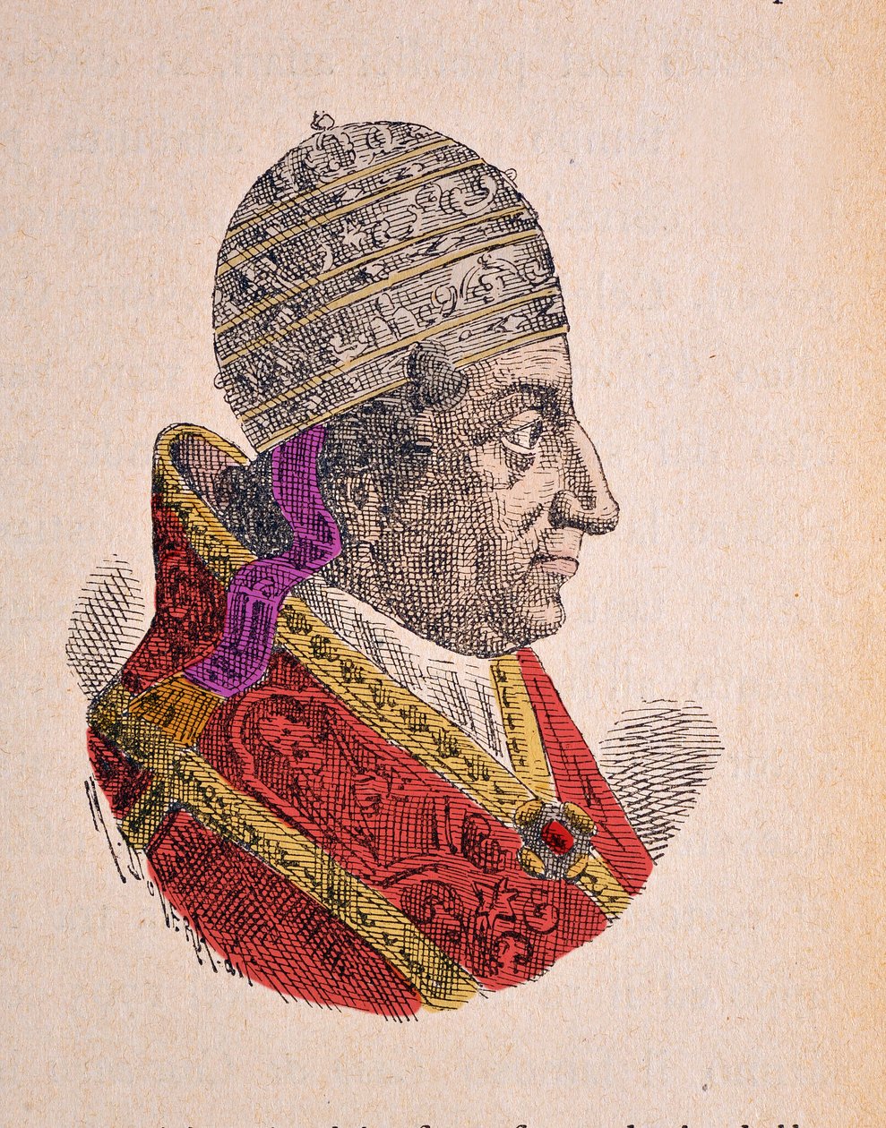 Portret papieża Klemensa XI (Klementa lub Klemensa) (1700-1721), 1898 (rycina z późniejszym zabarwieniem) autorstwa Italian School