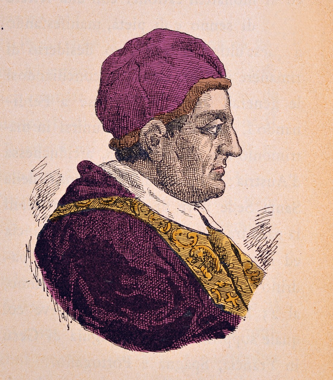 Portret papieża Klemensa XIV (Klementa lub Klemensa) (1769-1774), 1898 (rycina z późniejszym zabarwieniem) autorstwa Italian School