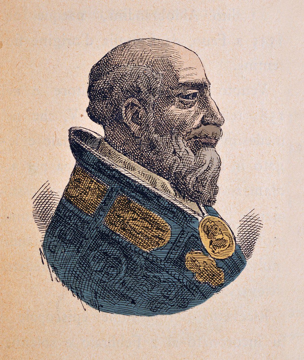 Portret papieża Grzegorza XIV (Gregorio, Gregorius lub Gregory) (1590-1591), 1898 (rycina z późniejszym zabarwieniem) autorstwa Italian School