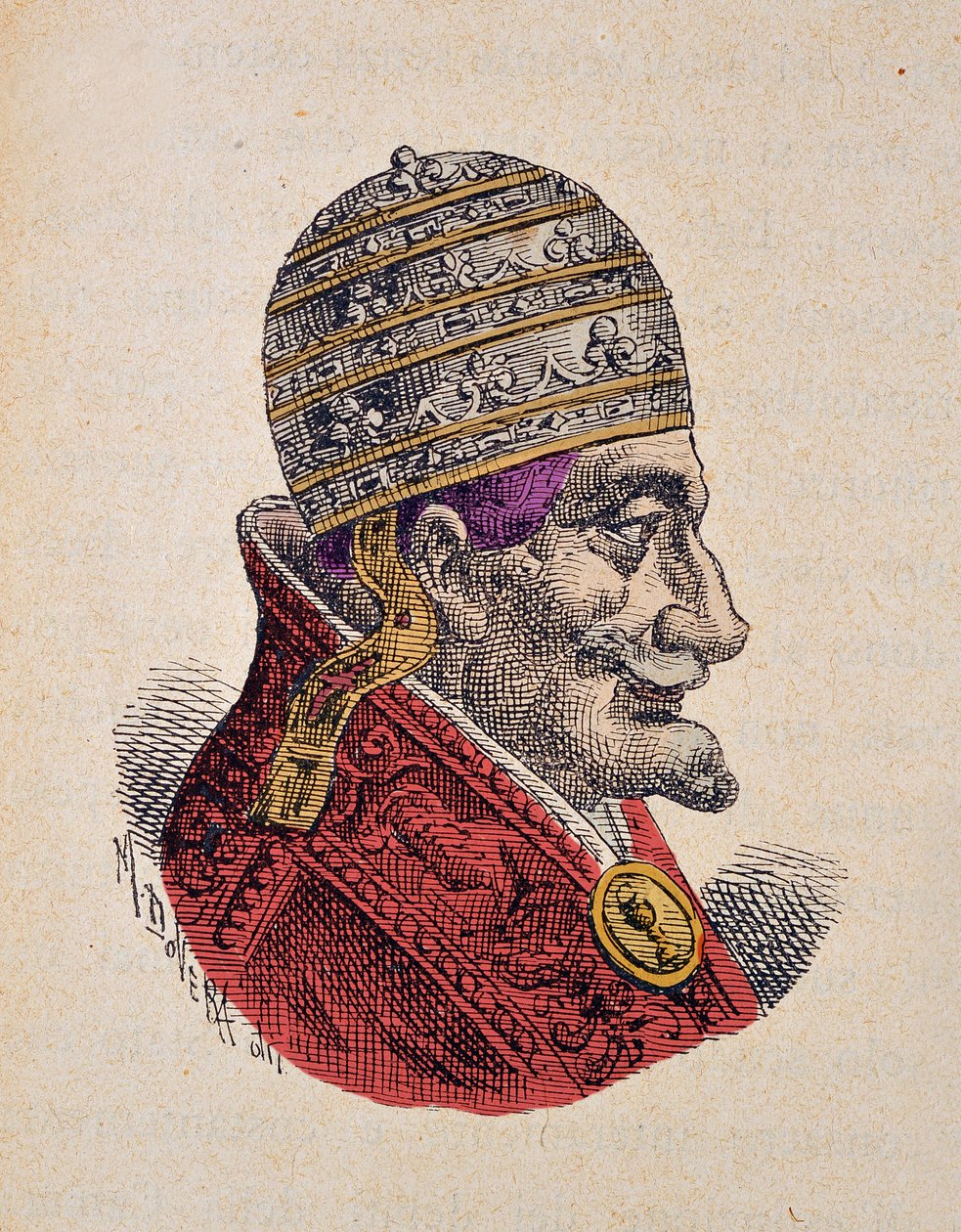 Portret papieża Innocentego XI (Innocenzo, Innocentius) (1676-1689), 1898 (rycina z późniejszym zabarwieniem) autorstwa Italian School