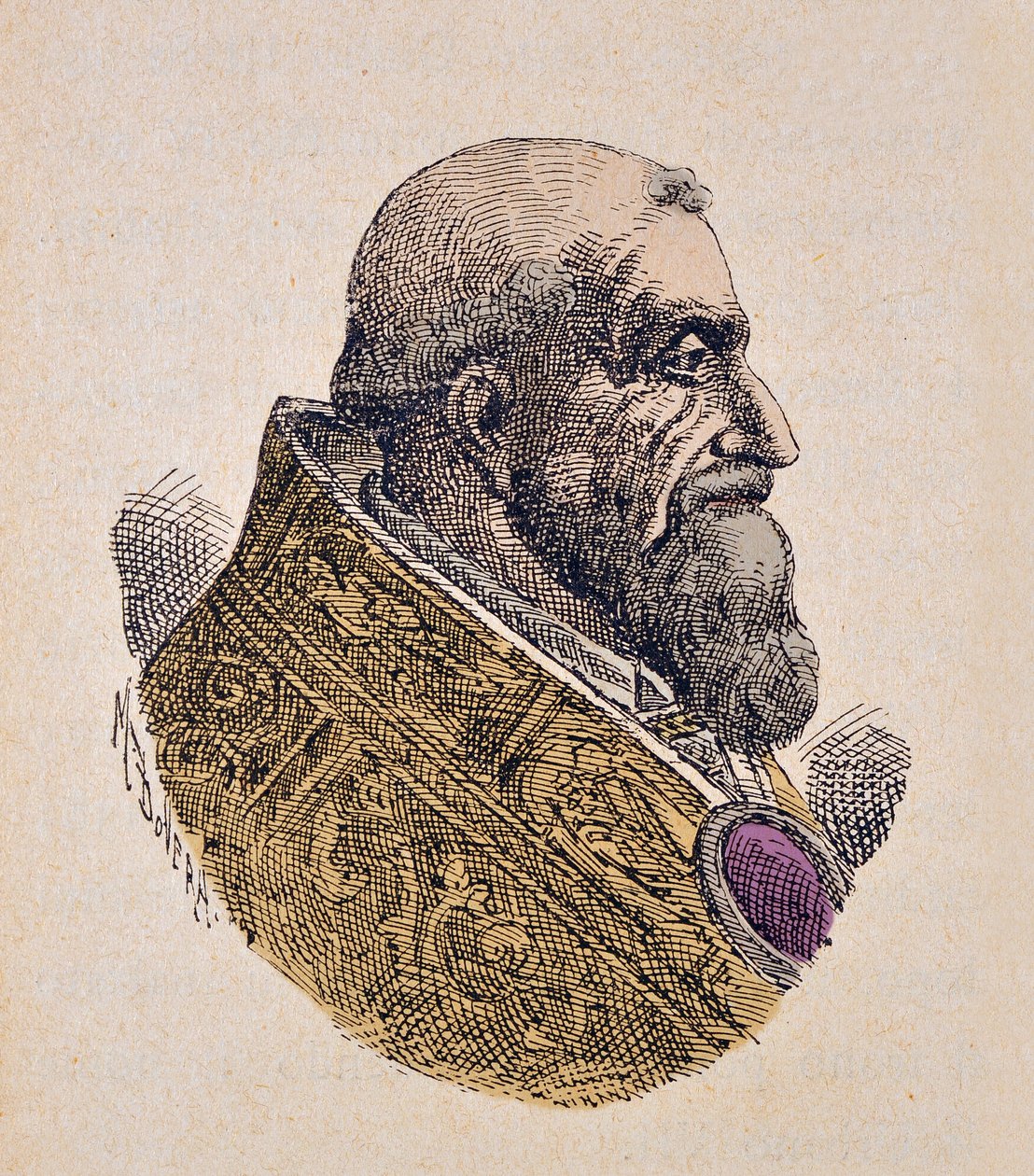 Portret papieża Urbaina VII (Urban lub Urbanus lub Urbano) (1590), 1898 (rycina z późniejszym zabarwieniem) autorstwa Italian School