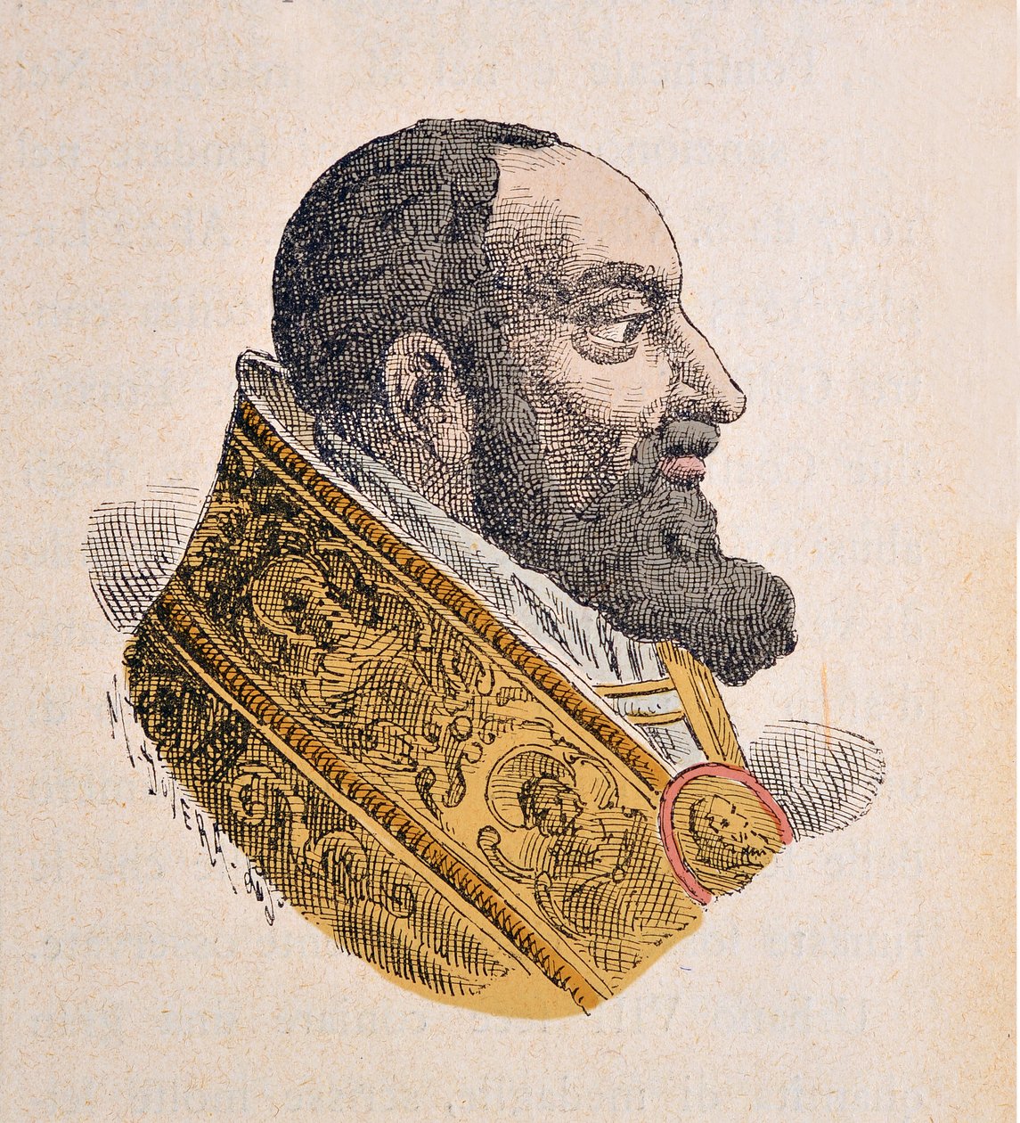 Portret papieża Urbaina VIII (Urban lub Urbanus lub Urbano) (1623-1644), 1898 (rycina z późniejszym zabarwieniem) autorstwa Italian School