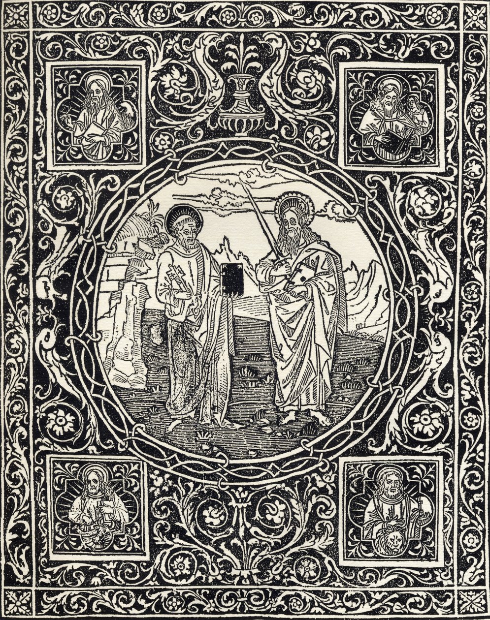 SS. Piotra i Pawła oraz czterech ewangelistów, z "Katalogu zbioru rycin, sztychów i drzeworytów", autorstwa Richarda Fishera, wydanego w 1879 r. autorstwa Italian School
