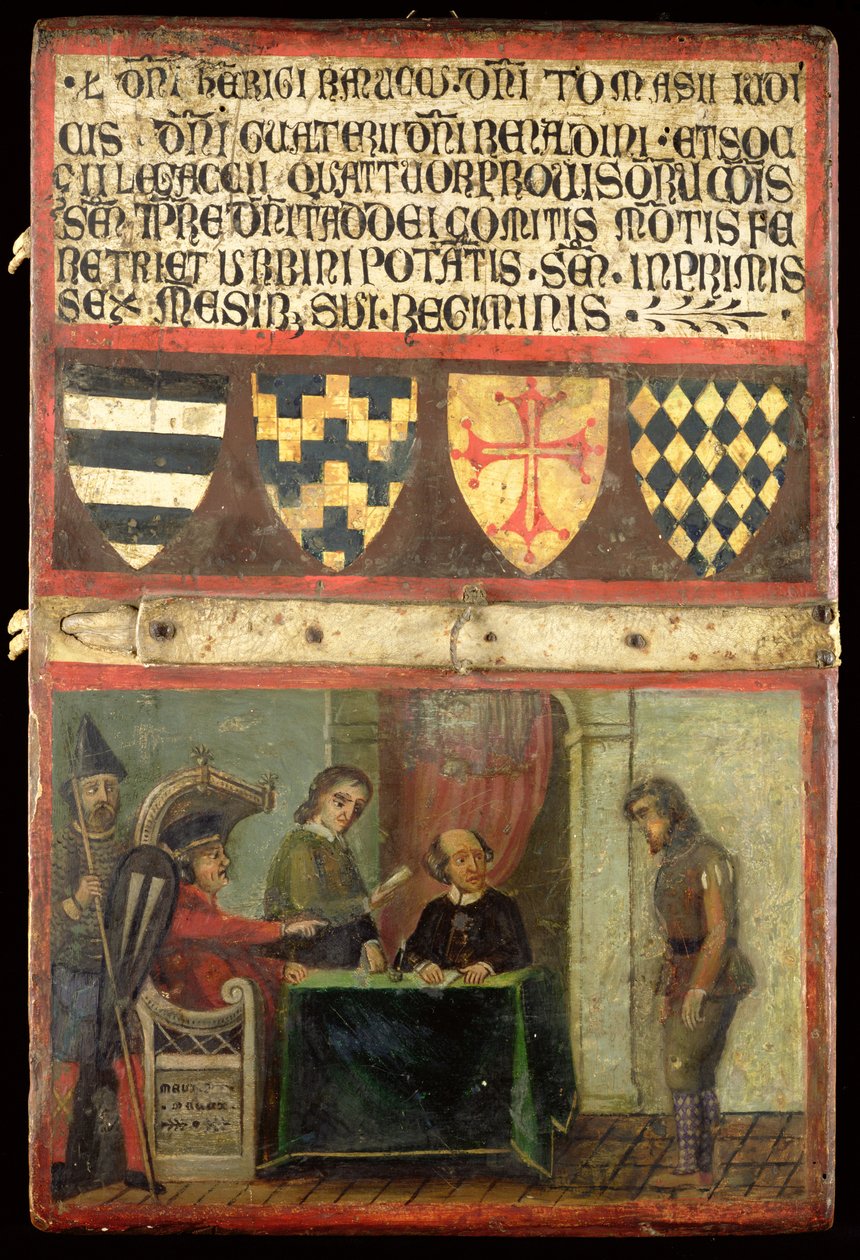 Scena sprawiedliwości z czterema herbami, 1273 autorstwa Italian School