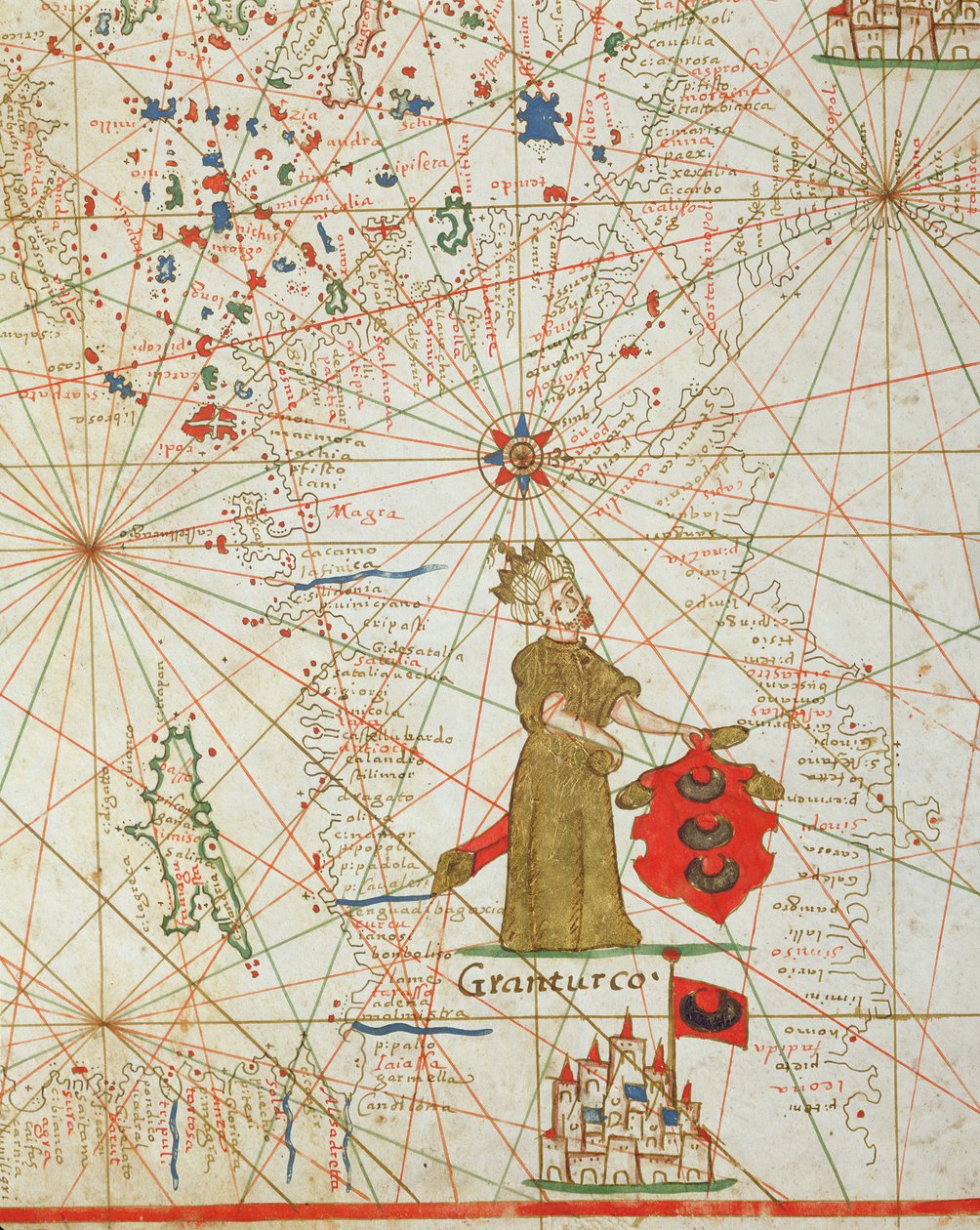 Cesarstwo Tureckie, z atlasu morskiego, 1646 (tusz na welinie) autorstwa Italian School
