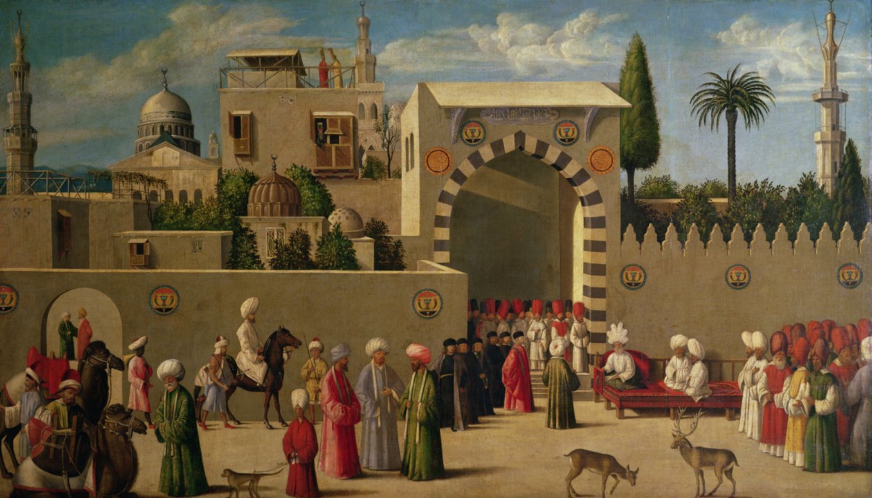 Wywiad z ambasadorem Wenecji w orientalnym mieście lub przyjęcie Domenico Trevisaniego w Kairze w 1512 r. autorstwa Italian School