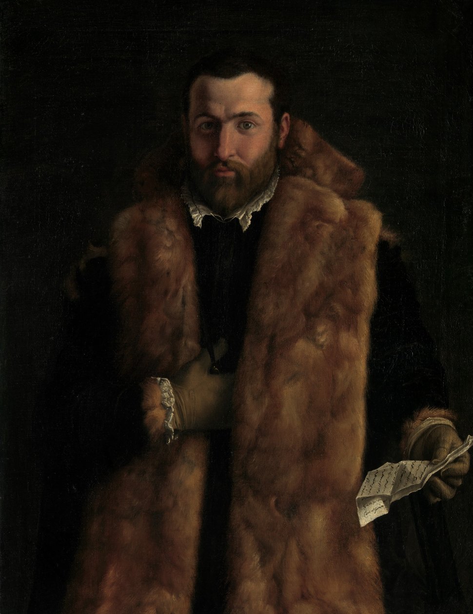 Portret mężczyzny w futrzanym płaszczu, ca. 1540. autorstwa Italian