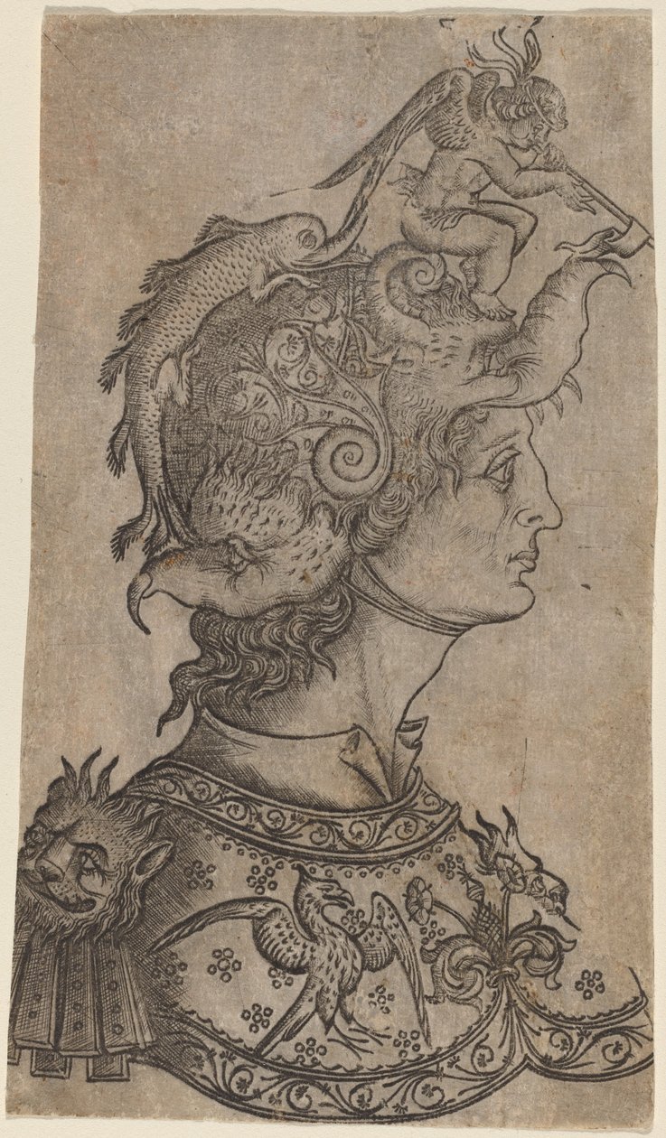 Mężczyzna w fantastycznym hełmie autorstwa Italian 15th Century