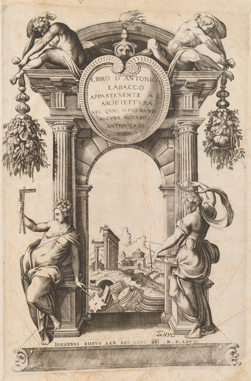 Książka należąca do architektury [Strona tytułowa] autorstwa Italian 16th Century, after Antonio Labacco, published by Giovanni Boni