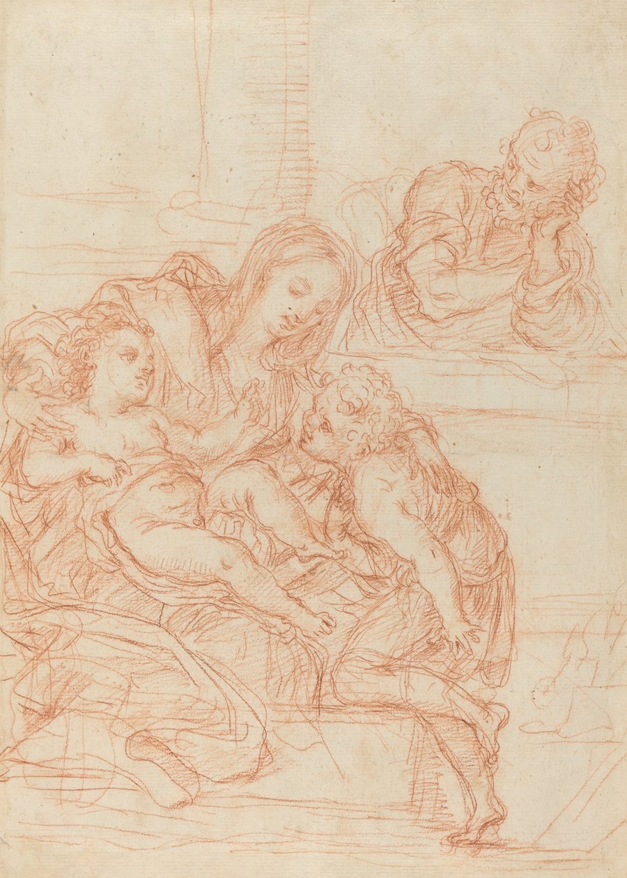 Madonna z Dzieciątkiem ze świętymi Janem i Józefem [recto] autorstwa Italian 17th Century