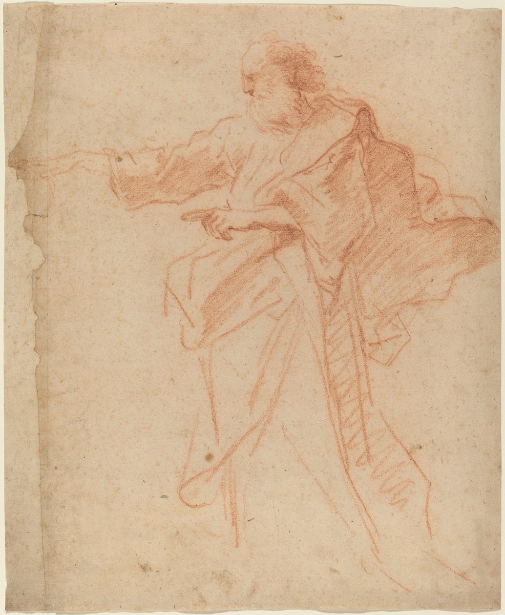Stojący Brodaty Mężczyzna Wskazujący W Lewo autorstwa Italian 17th Century