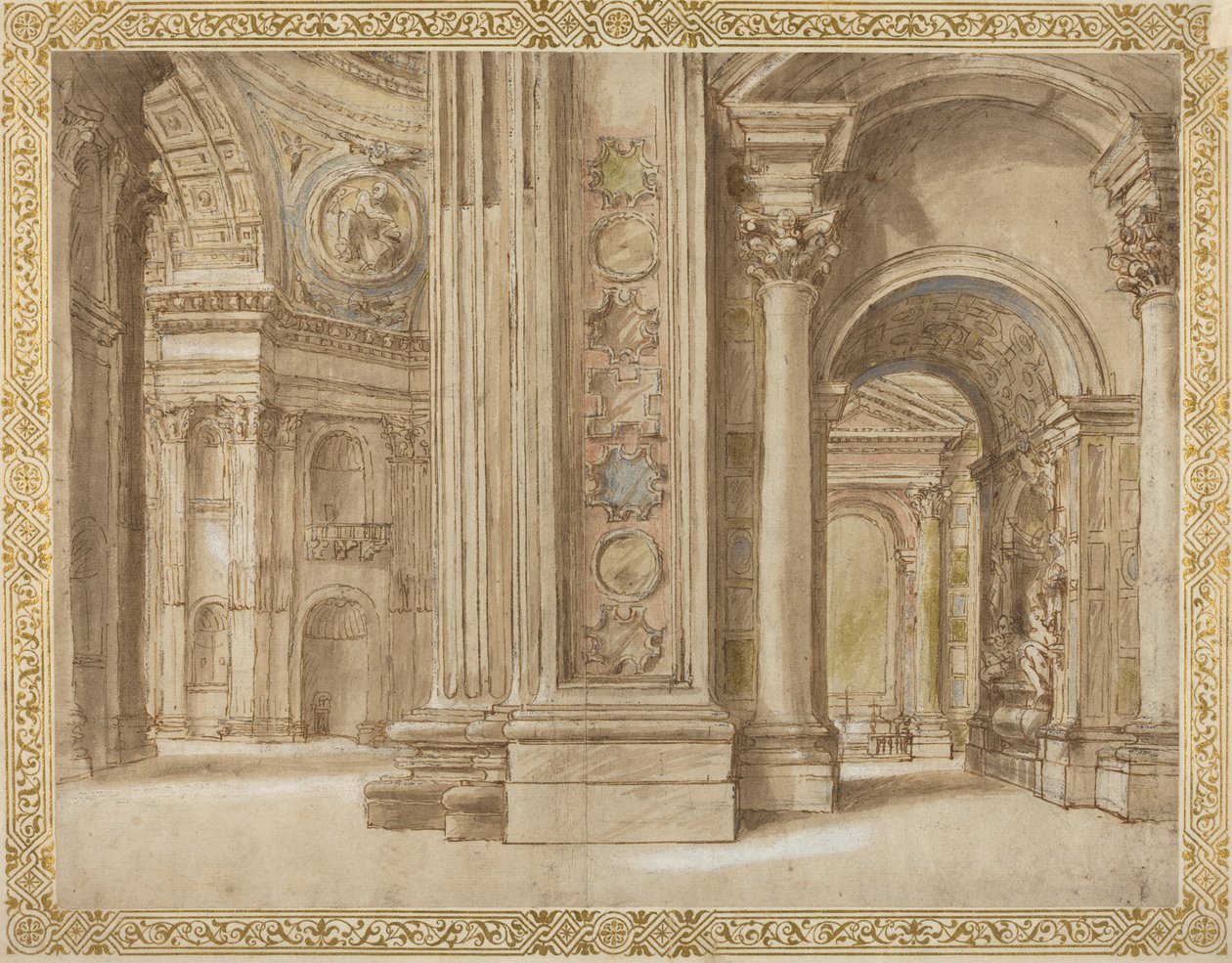 Wnętrze Bazyliki Świętego Piotra w Rzymie autorstwa Italian 17th Century