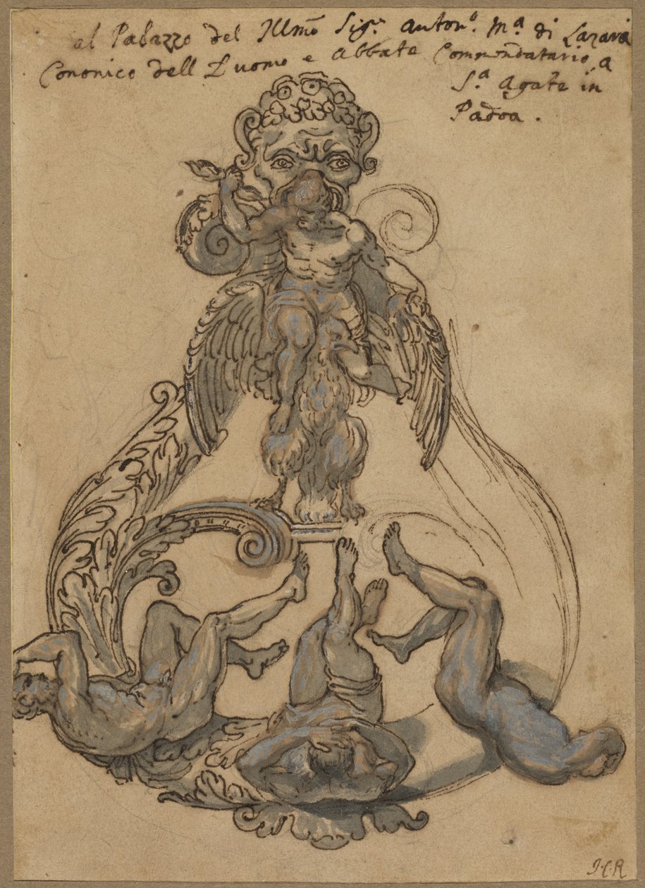 Kołatka z Zeusem Vanguishing Giants autorstwa Italian 17th Century or Italian 18th Century