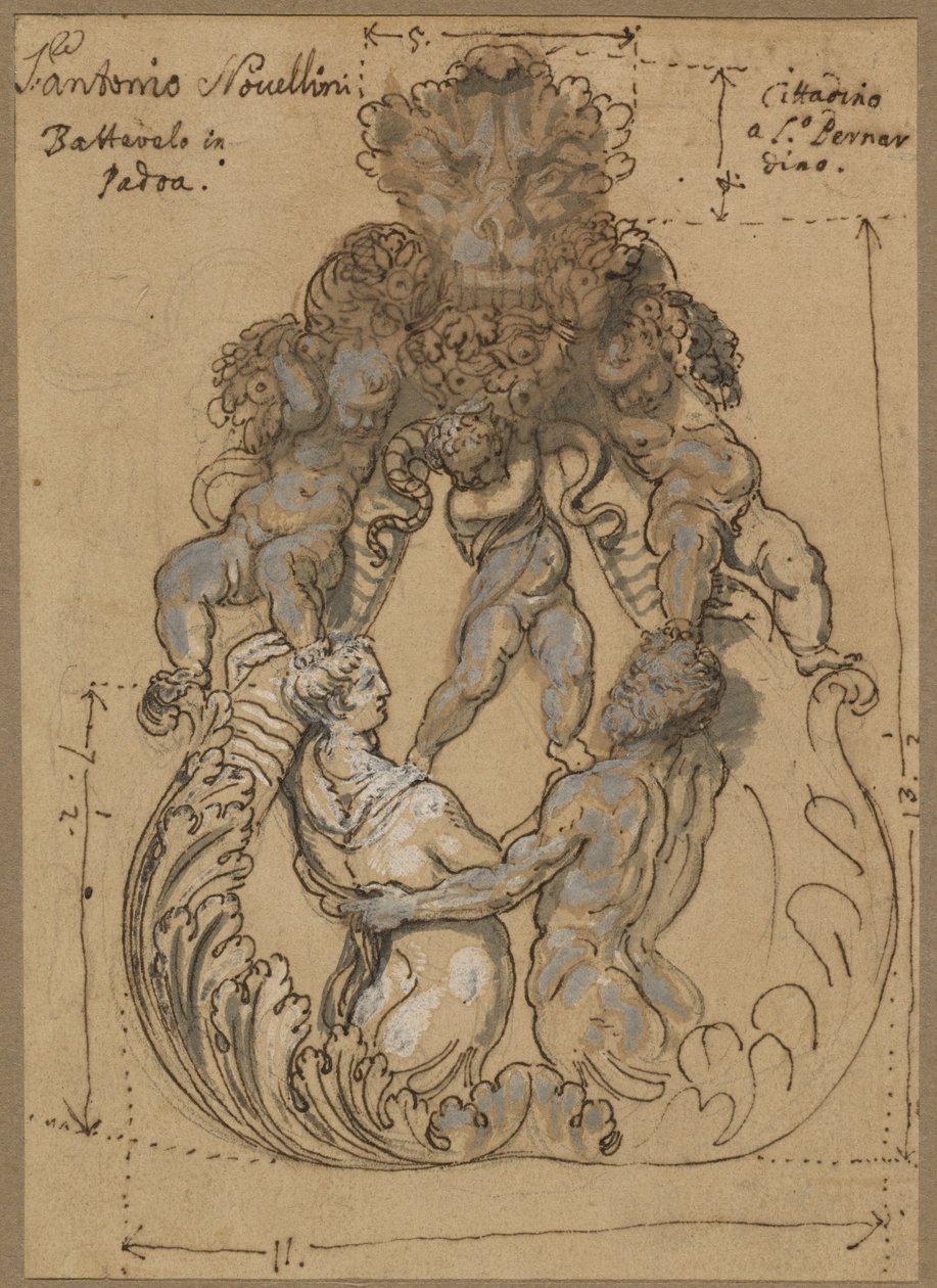 Kołatka z Tritonem, Nereidem i Putti autorstwa Italian 17th or 18th Century