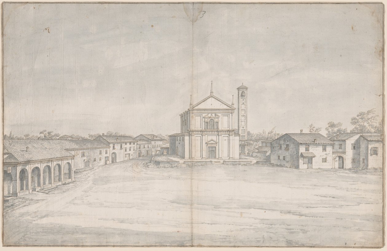 Centrum miasta z kościołem autorstwa Italian 18th Century