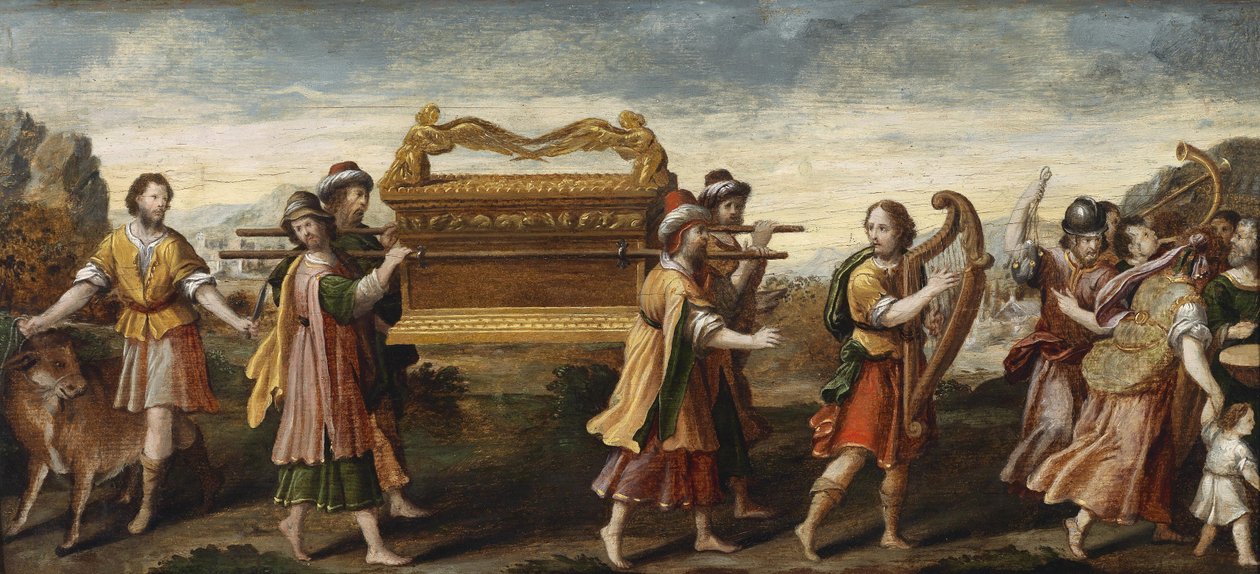 Król Dawid niosący Arkę Przymierza do Jerozolimy, początek XVI wieku. autorstwa Italian Master