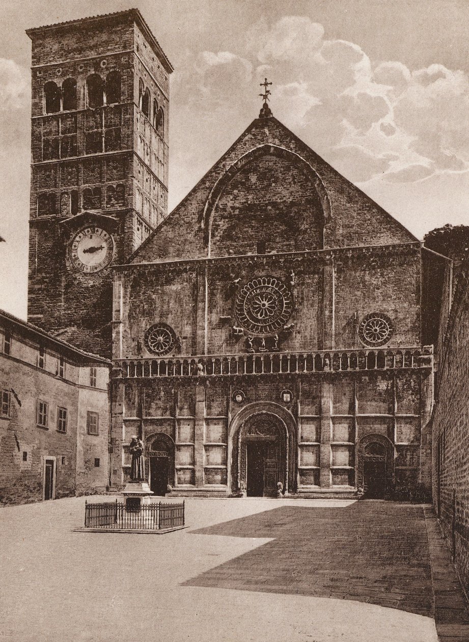 Asyż: Fasada katedry, S Rufino, XI wiek (zdjęcie czarno-białe) autorstwa Italian Photographer