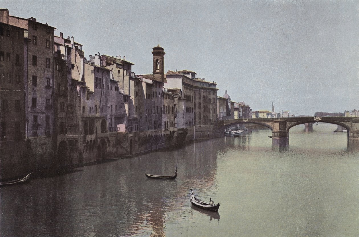 Florencja: Florencja, widok na Arno z mostem S. Trinita (zdjęcie kolorowe) autorstwa Italian Photographer
