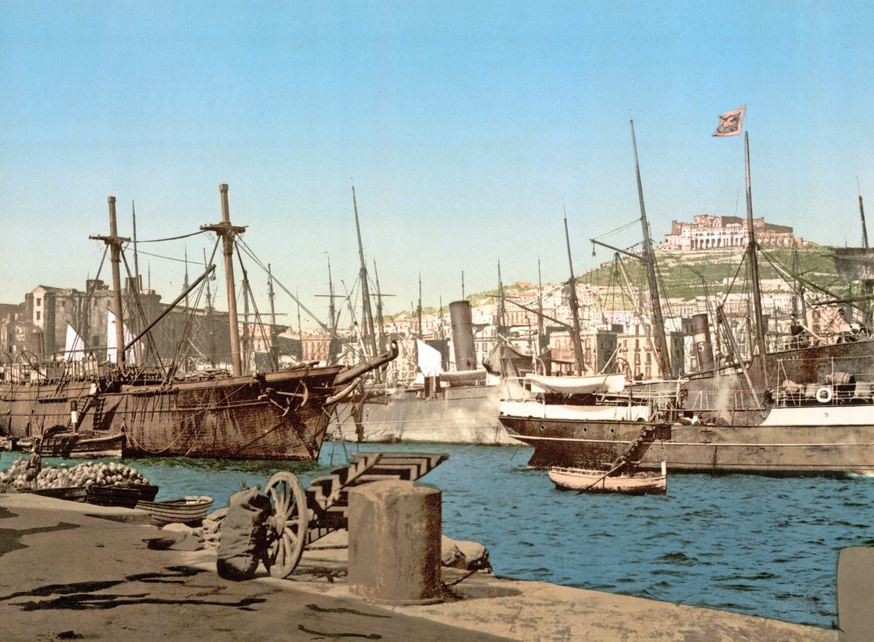 Port w Neapolu, wyd. ok. 1891 autorstwa Italian Photographer