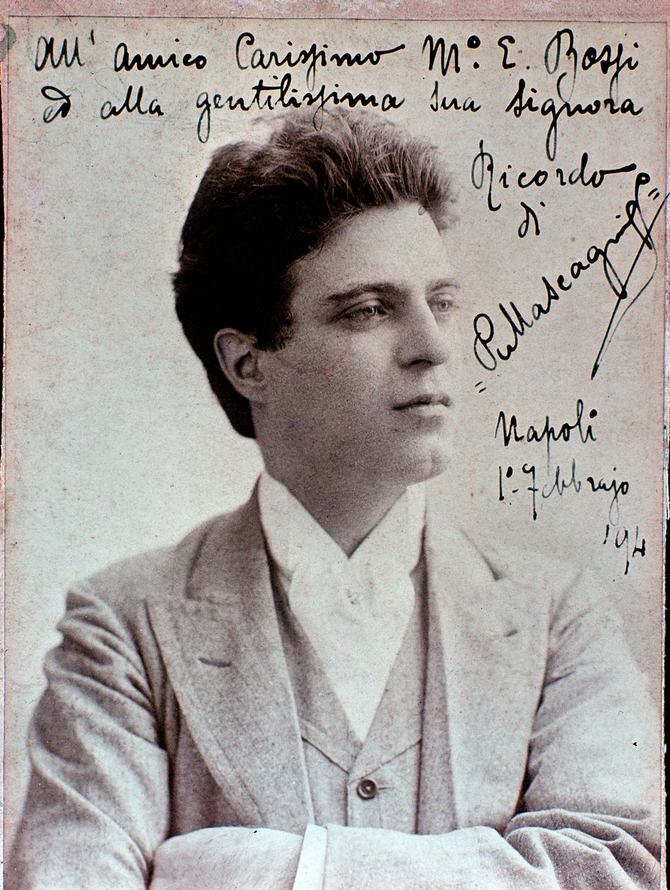 Portret Pietro Mascagniego (1863-1945) włoskiego kompozytora autorstwa Italian Photographer