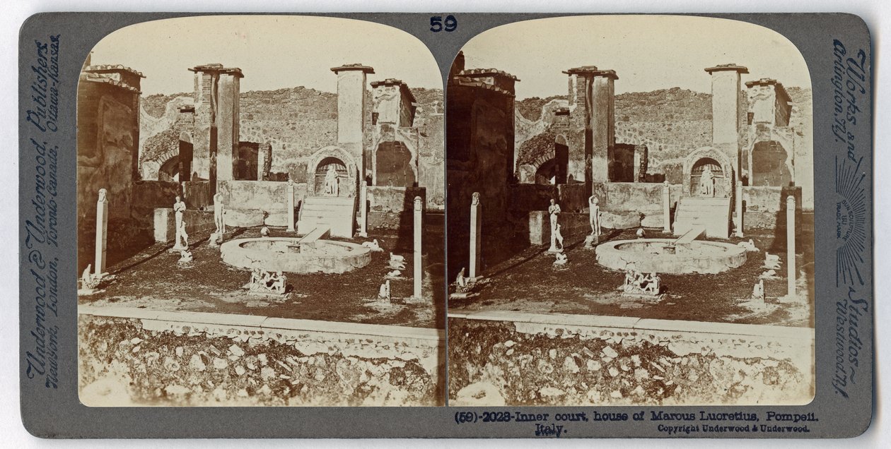 Dom Marka Lukrecjusza, Pompeje, z The Underwood Travel Library, 1895 (zdjęcie w sepii) autorstwa Italian Photographer