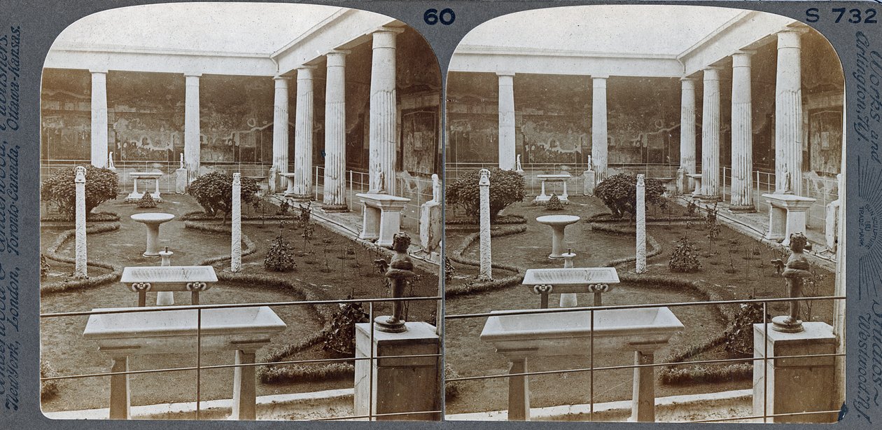 Dom Vettii, Pompeje, z The Underwood Travel Library, 1895 (zdjęcie w sepii) autorstwa Italian Photographer