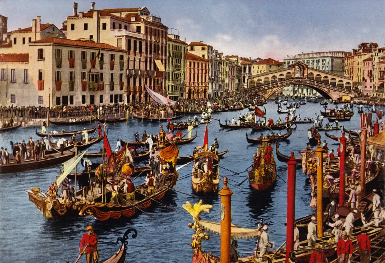 Venezia / Wenecja: Canal Grande in festa (kolorowe zdjęcie) autorstwa Italian Photographer