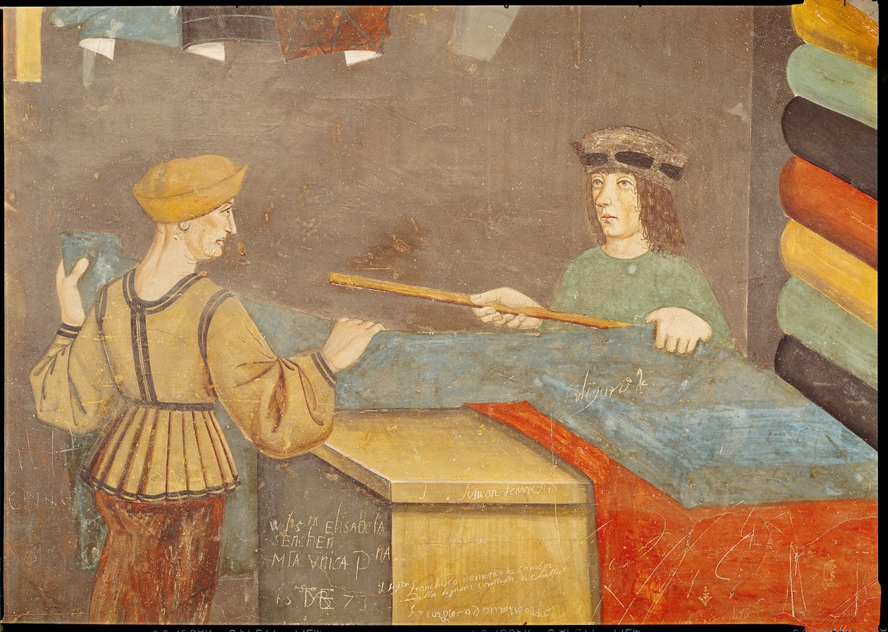 Sprzedawca sukna Miarka (fresk) autorstwa Italian School